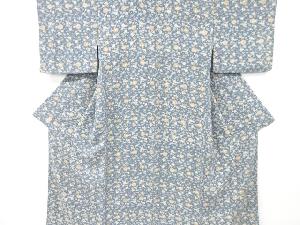 縮緬地　花唐草模様小紋着物